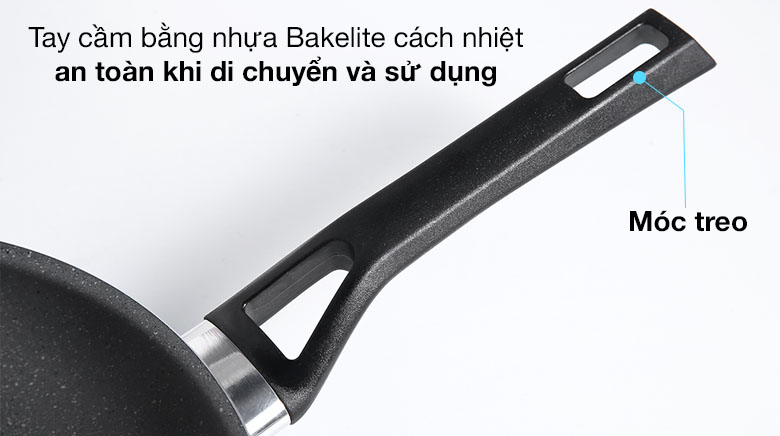 Ta cầm chắc chắn - Chảo nhôm chống dính đáy từ 28cm Kims Cook EARM128H Ta cầm chắc chắn - Chảo nhôm chống dính đáy từ 28cm Kims Cook EARM128H