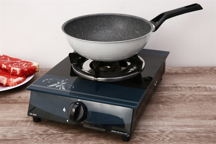 Chảo nhôm sâu chống dính vân đá đáy từ 24 cm Kims Cook EARM224H Màu Trắng