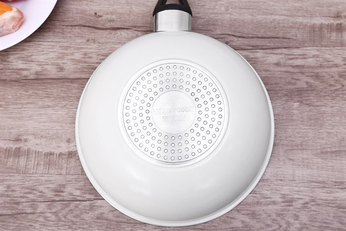 Chảo nhôm sâu chống dính vân đá đáy từ 24 cm Kims Cook EARM224H Màu Trắng