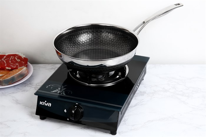 Chảo inox sâu chống dính đáy từ 28 cm Kims Cook N228M Màu Inox