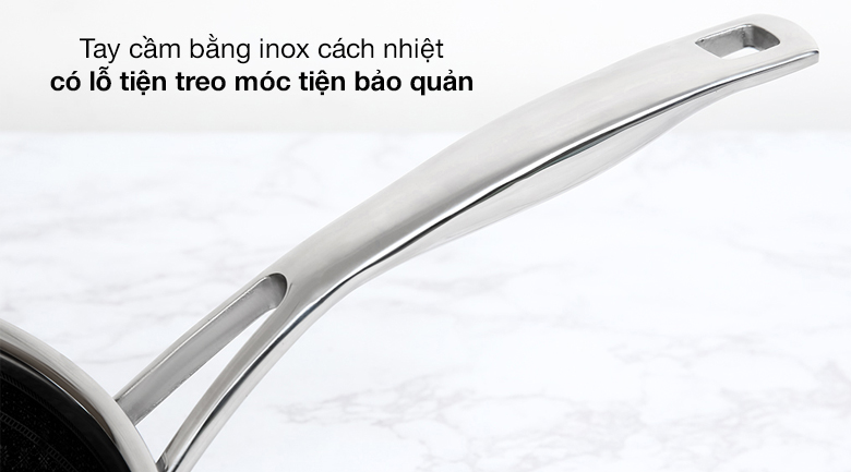 Tay cầm - Chảo inox sâu chống dính đáy từ 28cm Kims Cook N228M