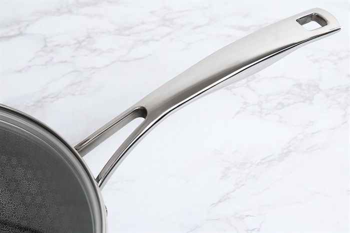 Chảo inox sâu chống dính nắp kính đáy từ 24 cm Kims Cook N224MZ Màu Inox