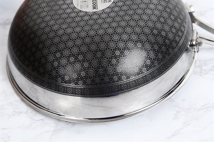 Chảo inox sâu chống dính nắp kính đáy từ 24 cm Kims Cook N224MZ Màu Inox