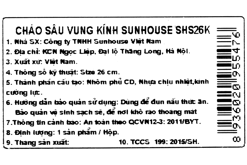 Chảo nhôm sâu chống dính nắp kính 26 cm Sunhouse SHS26K Màu Đen