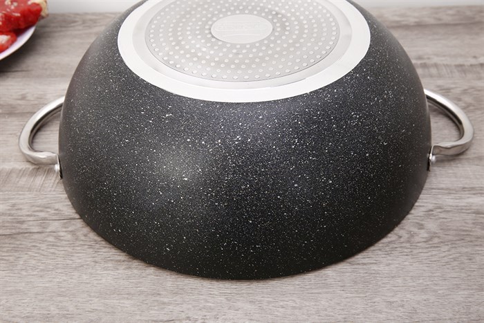 Chảo nhôm sâu chống dính vân đá đáy từ 36 cm Sunhouse SWP36M Màu Đen