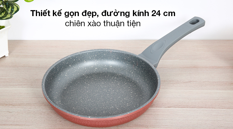 Chảo nhôm chống dính đáy từ 24cm Sunhouse SBD24MP - Đường kính 24 cm có thể chiên được 2 - 3 quả trứng ốp la cùng lúc