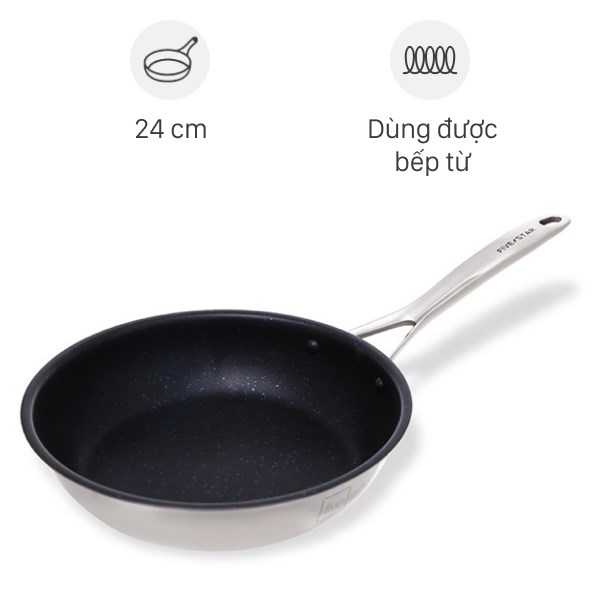 Chảo Inox 3 Đáy Chống Dính Vân Đá Đáy Từ 24 Cm Fivestar Fsc24Mb
