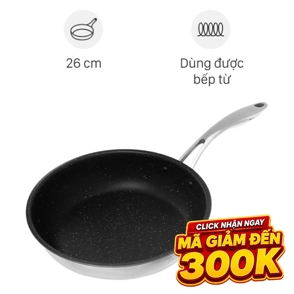Chảo inox chống dính vân đá đáy từ Fivestar FSC26MB
