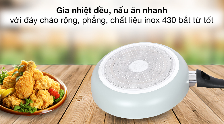 Đáy phẳng - Chảo inox chống dính 2 đáy 26 cm Elmich Smartcook SM5707MN