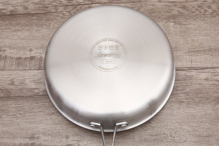 Chảo inox sâu chống dính tổ ong đáy từ nắp kính 24 cm Dreamer DKW-NFL124B Màu Bạc Inox