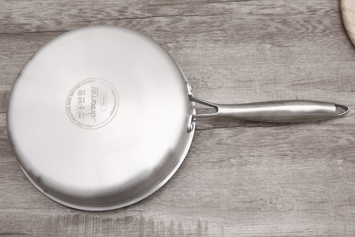 Chảo inox sâu chống dính tổ ong đáy từ nắp kính 26 cm Dreamer DKW-NFL126B Màu Bạc Inox