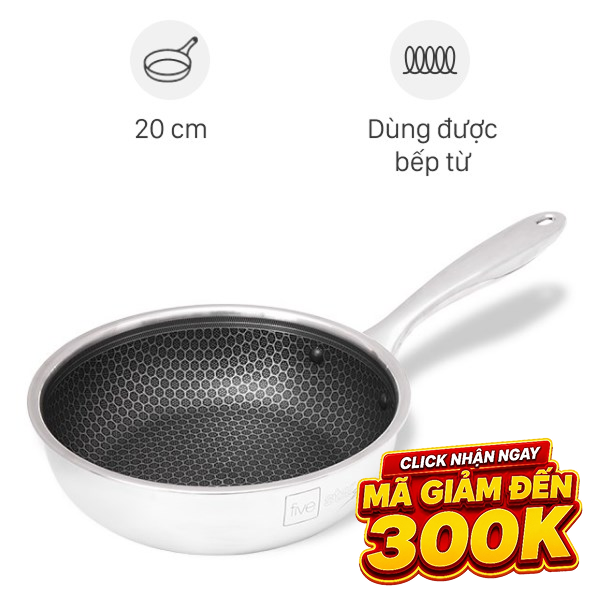 Chảo inox sâu chống dính tổ ong đáy từ Fivestar Blackcube FPC20001