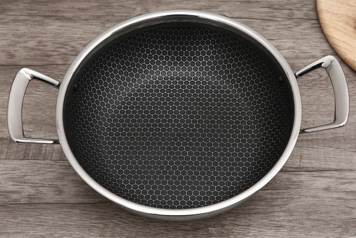 Chảo inox sâu chống dính tổ ong đáy từ nắp kính 24 cm Fivestar FPC24003 Màu Trắng - Xám