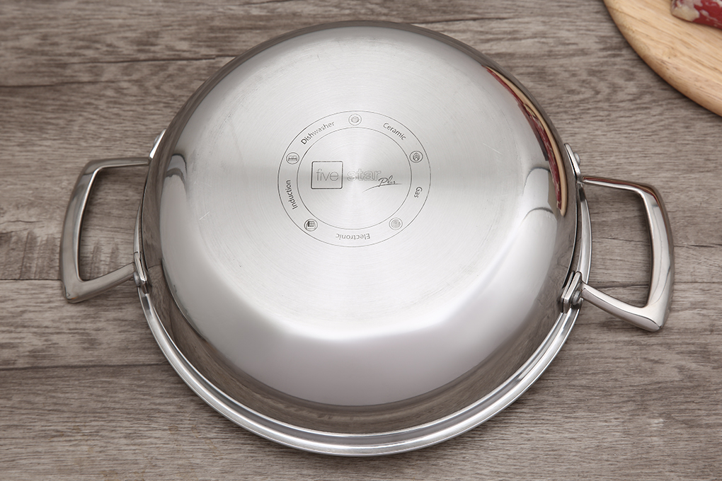Chảo inox sâu chống dính tổ ong đáy từ nắp kính 24 cm Fivestar FPC24003 Màu Trắng - Xám