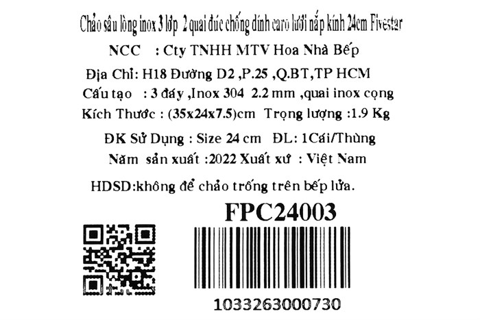 Chảo inox sâu chống dính tổ ong đáy từ nắp kính 24 cm Fivestar FPC24003 Màu Trắng - Xám