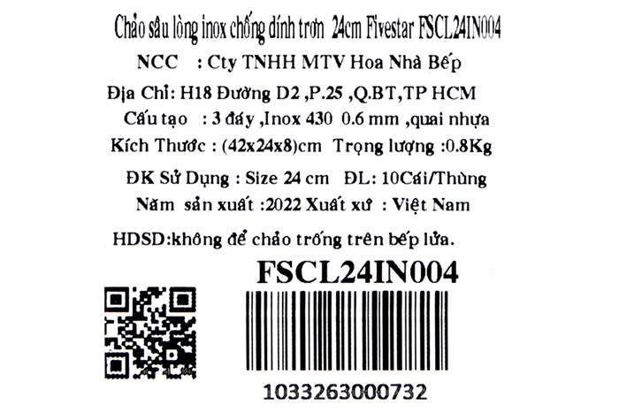 Chảo inox sâu chống dính đáy từ 24 cm Fivestar FSCL24IN004 Màu Trắng - Xám