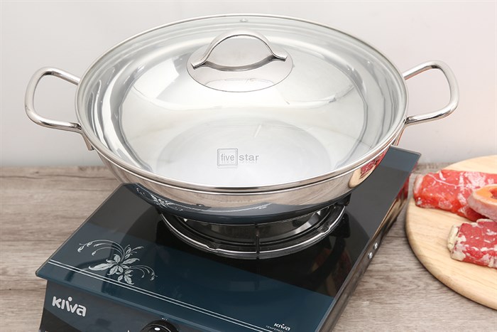 Chảo inox sâu đáy từ nắp kính 32 cm Fivestar FSCL31001