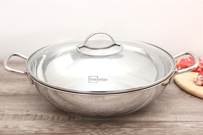 Chảo inox sâu đáy từ nắp kính 32 cm Fivestar FSCL31001 Màu Trắng - Xám