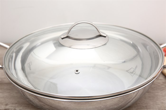 Chảo inox sâu đáy từ nắp kính 32 cm Fivestar FSCL31001 Màu Trắng - Xám