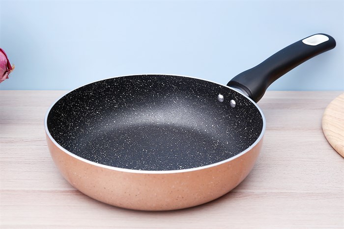 Chảo nhôm sâu chống dính vân đá đáy từ 24 cm Elmich EL2024MN Màu Vàng đồng