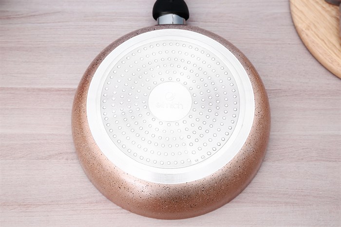 Chảo nhôm sâu chống dính vân đá đáy từ 24 cm Elmich EL2024MN Màu Vàng đồng