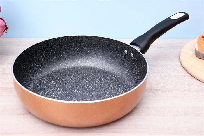 Chảo nhôm sâu chống dính vân đá đáy từ 28 cm Elmich EL2028MN Màu Vàng đồng