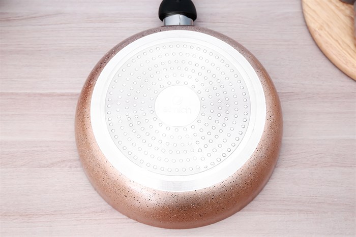 Chảo nhôm sâu chống dính vân đá đáy từ 28 cm Elmich EL2028MN Màu Vàng đồng