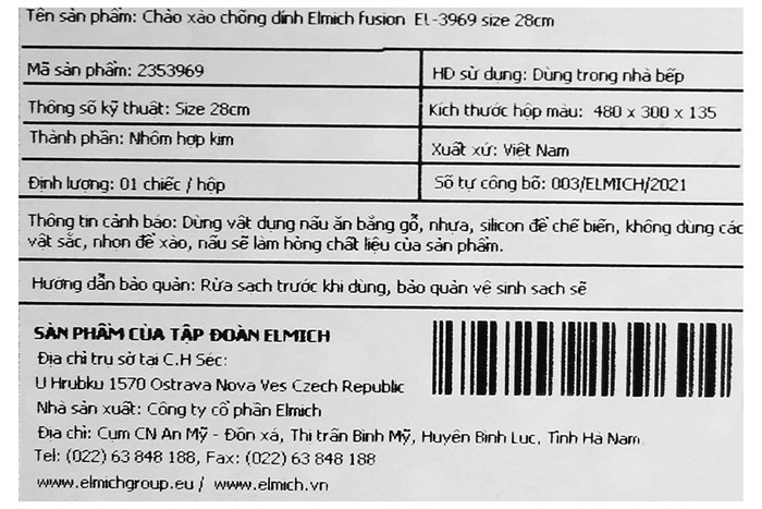 Chảo nhôm sâu chống dính vân đá đáy từ nắp kính 28 cm Elmich Fusion EL-3969 Xanh Màu Xanh ngọc