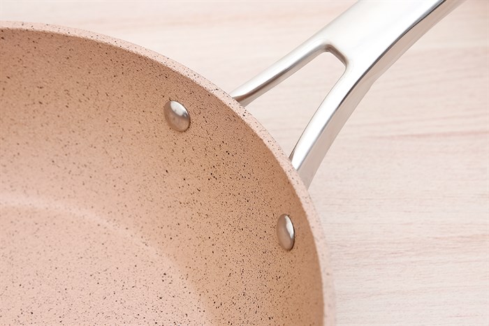 Chảo nhôm chống dính vân đá đáy từ nắp kính 28 cm Elmich Fusion EL-3969 Hồng Màu Hồng