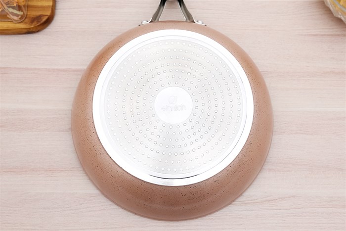 Chảo nhôm chống dính vân đá đáy từ nắp kính 28 cm Elmich Fusion EL-3969 Hồng Màu Hồng