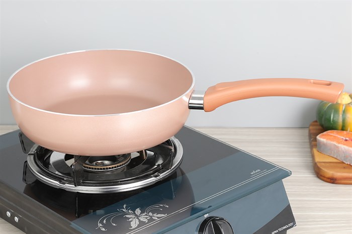 Chảo nhôm sâu chống dính đáy từ 24 cm Elmich Harmonia EL-3780 Vàng hồng Màu Vàng Hồng