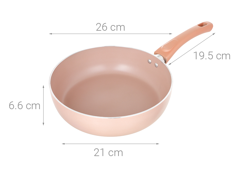 Chảo nhôm sâu chống dính đáy từ 26 cm Elmich Harmonia EL-3781 Vàng hồng