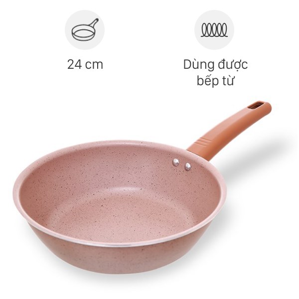 Chảo Nhôm Sâu Chống Dính Vân Đá Đáy Từ 24 Cm Elmich El5734Mn