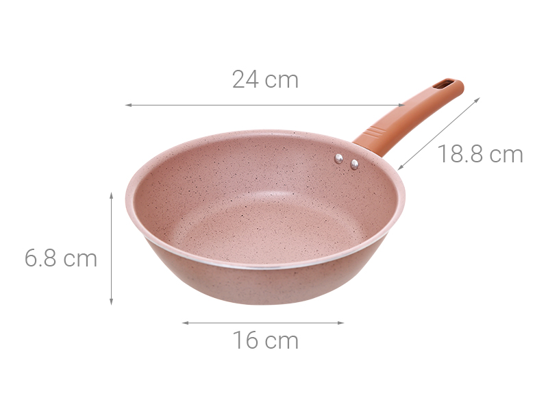 Chảo nhôm sâu chống dính vân đá đáy từ 24 cm Elmich EL5734MN