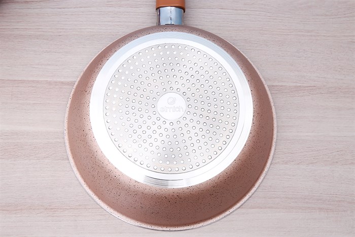 Chảo nhôm sâu chống dính vân đá đáy từ 24 cm Elmich EL5734MN Màu Vàng Hồng