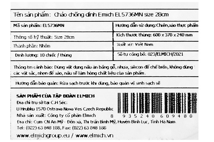 Chảo nhôm sâu chống dính vân đá đáy từ 28 cm Elmich EL5736MN Màu Vàng Hồng