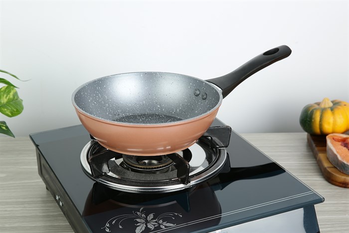 Chảo nhôm chống dính vân đá đáy từ 20 cm Green Cook GCP221-20IH Màu Xám - đồng