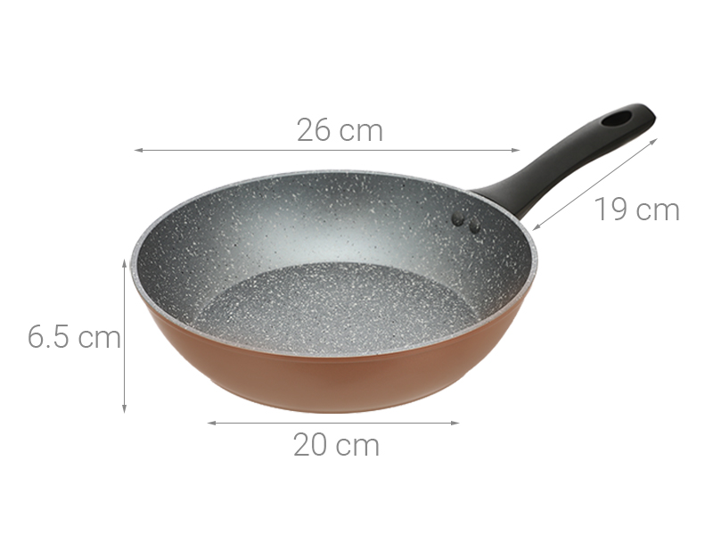 Chảo nhôm sâu chống dính vân đá đáy từ 26 cm Green Cook GCP221-26IH