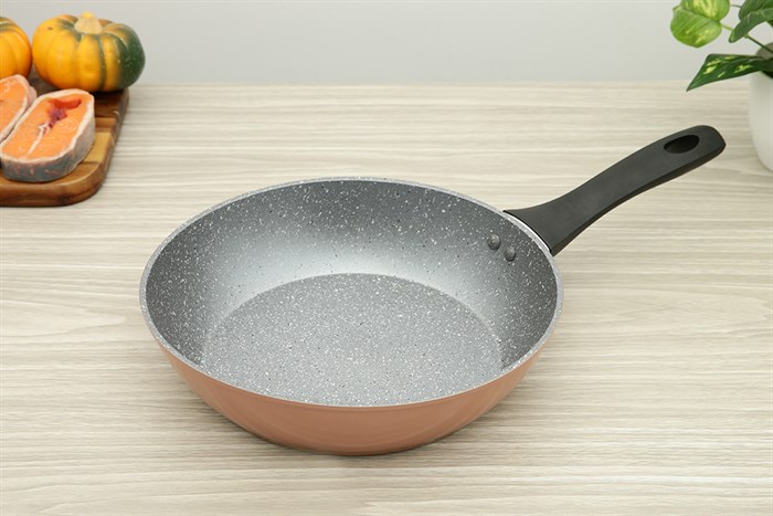 Chảo nhôm sâu chống dính vân đá đáy từ 26 cm Green Cook GCP221-26IH Màu Xám - đồng