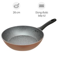 Chảo nhôm sâu chống dính vân đá đáy từ 26 cm Green Cook GCP221-26IH