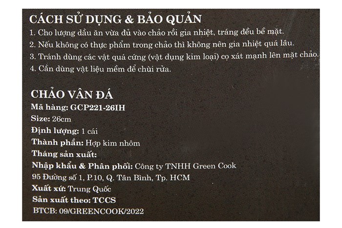 Chảo nhôm sâu chống dính vân đá đáy từ 26 cm Green Cook GCP221-26IH Màu Xám - đồng
