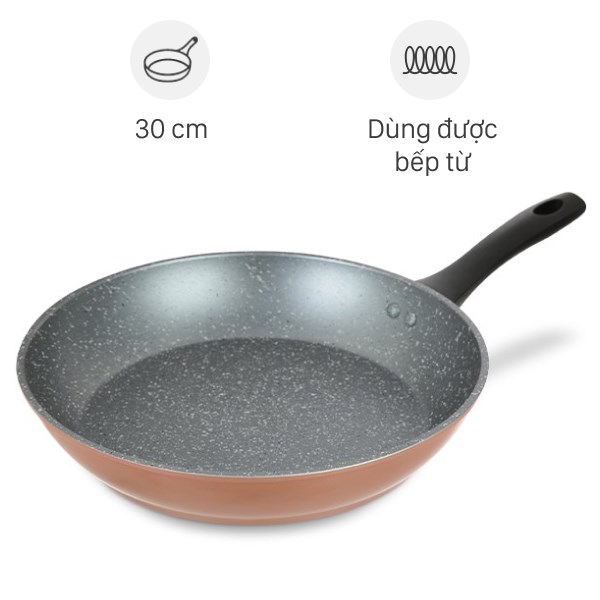 Chảo Nhôm Chống Dính Vân Đá Đáy Từ 30 Cm Green Cook Gcp221 - 30Ih