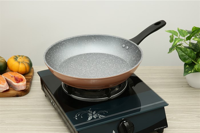 Chảo nhôm chống dính vân đá đáy từ 30 cm Green Cook GCP221-30IH Màu Xám - đồng