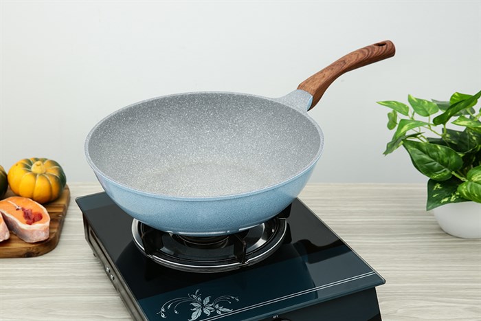Chảo nhôm sâu chống dính vân đá đáy từ 30 cm Green Cook GCP22-30IH Màu Xám xanh