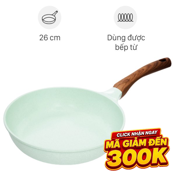 Chảo nhôm chống dính vân đá đáy từ 26 cm Green Cook GCP06-26IH