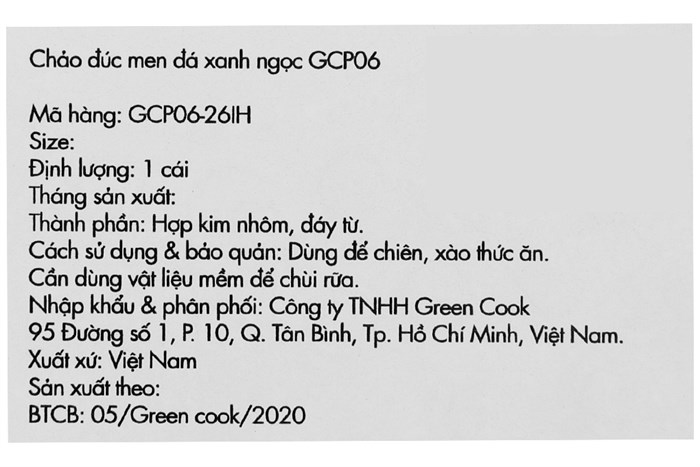 Chảo nhôm chống dính vân đá đáy từ 26 cm Green Cook GCP06-26IH Màu Xanh ngọc