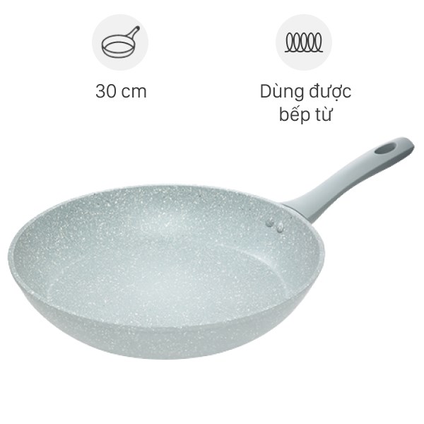 Chảo Nhôm Chống Dính Vân Đá Đáy Từ 30 Cm Green Cook Gcp02 - 30Ih