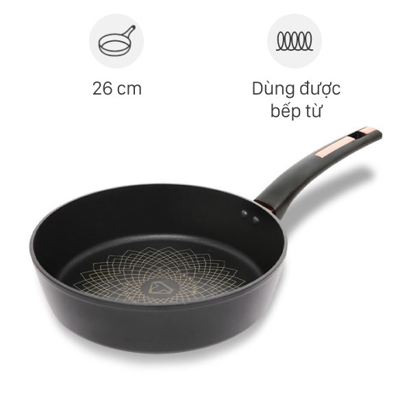 Chảo nhôm chống dính Ultra titanium đáy từ 26 cm Sunhouse ST26B