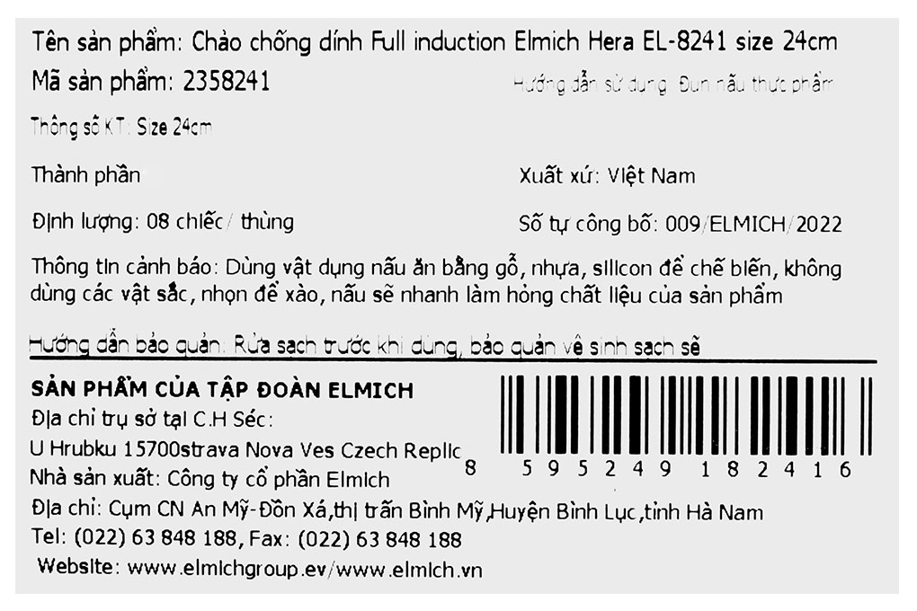 Chảo nhôm sâu chống dính vân đá đáy từ 24 cm Elmich Hera EL-8241 Màu Xanh ngọc