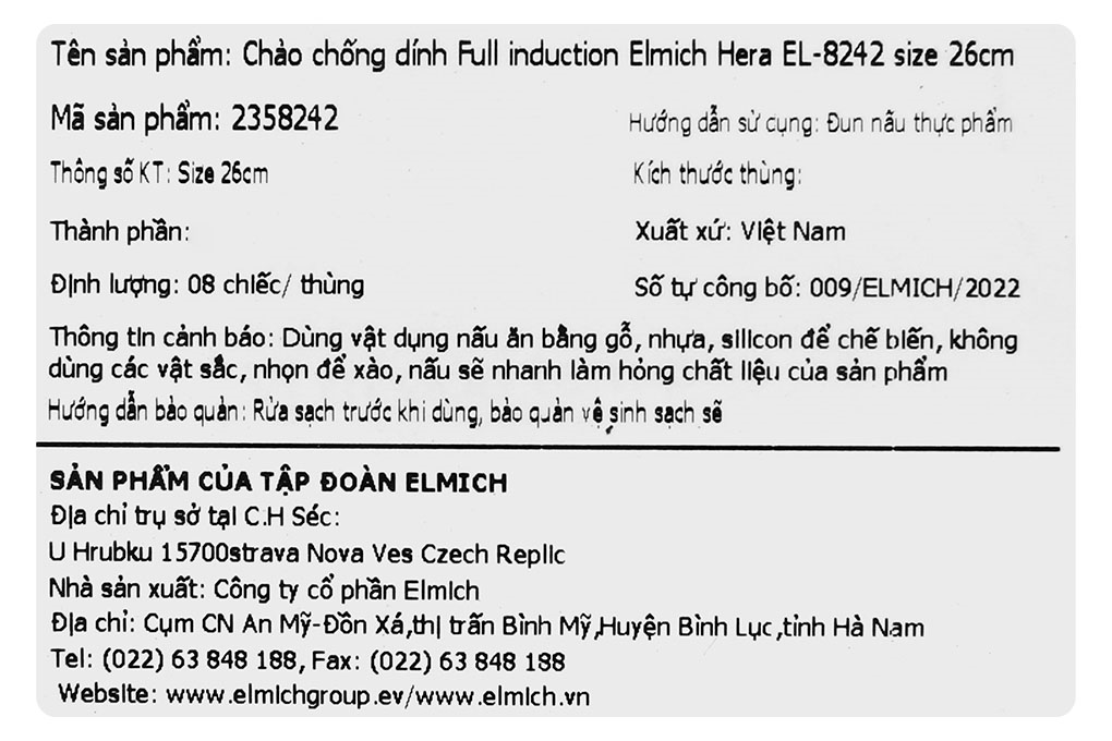 Chảo nhôm sâu chống dính vân đá đáy từ 26 cm Elmich Hera EL-8242 Màu Xanh ngọc